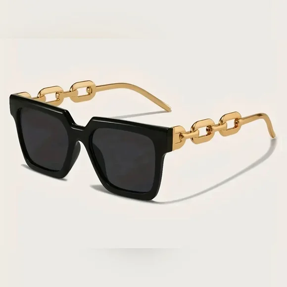 NEW Black Chain Fashion Sunglasses - Picture 3 of 12